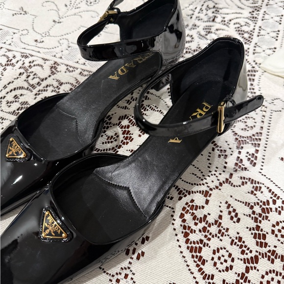Authentic PRADA Modellerie Black Patent Leather Block Heel EU 37.5 US 7.5 - Picture 9 of 16